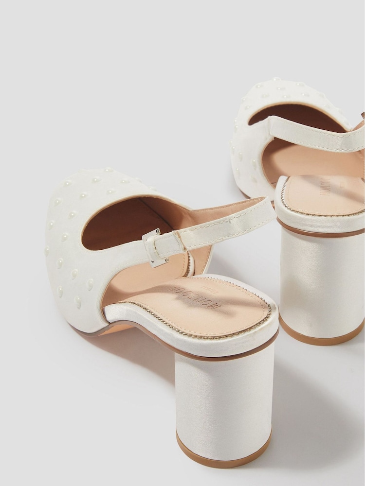 Monsoon Natural Pelia Pearl Satin Slingback Heels - Image 2 of 2