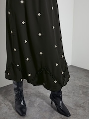 Monsoon Black Delilah Sheer Sleeve Embroidered Midi Dress - Image 3 of 3