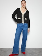 Monsoon Black Pia Contrast Trim Cardigan - Image 2 of 3
