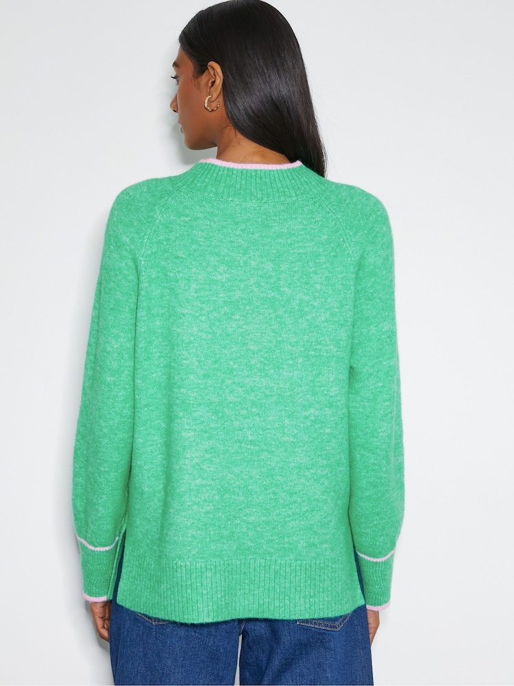 Monsoon Green Oversized OTI Mock Neck Jumper - Image 2 of 3 Monsoon Green Oversized OTI Mock Neck Jumper - Image 2 of 3