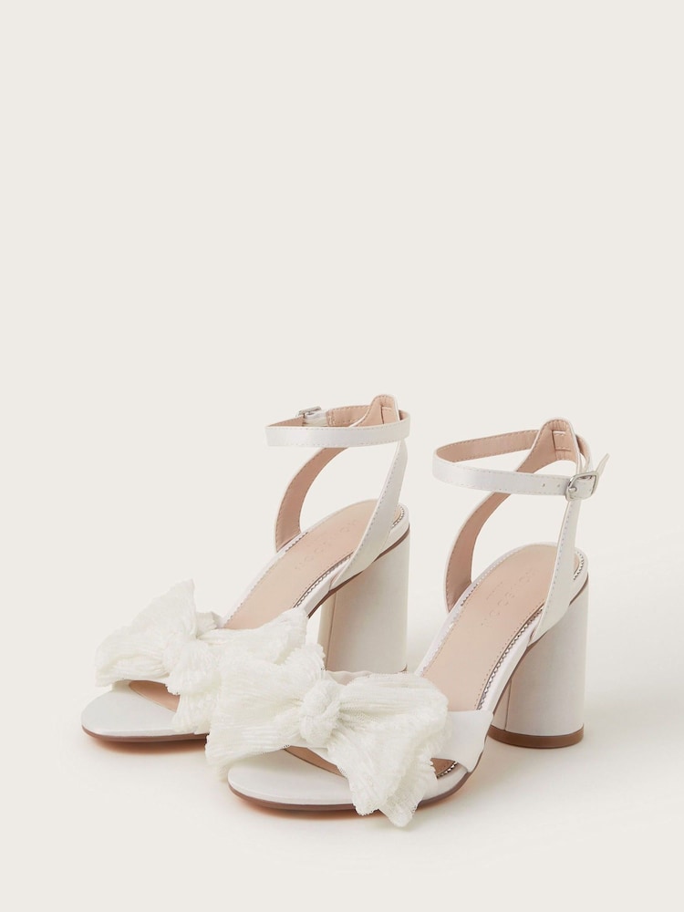 Monsoon Natural Kia Lace Bow Heeled Sandals - Image 1 of 2