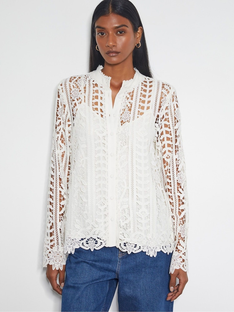 Monsoon Natural Lottie Lace Shirt - Image 1 of 3