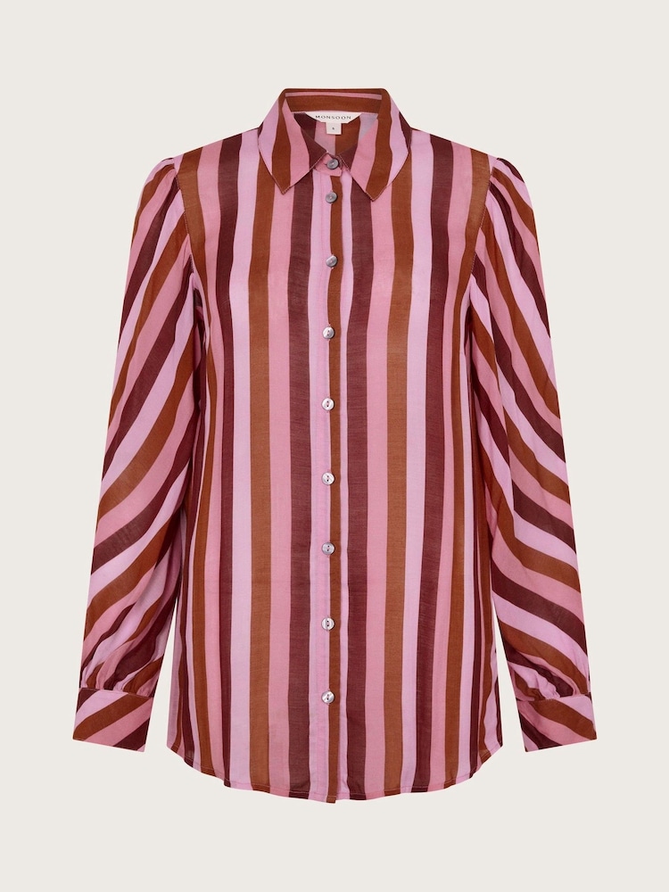 Monsoon Pink Solana Stripe Shirt - Image 4 of 4
