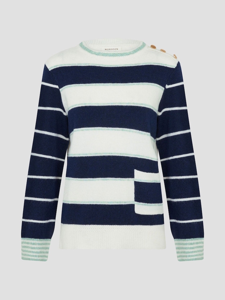 Monsoon Blue Sutton Stripe Jumper - Image 4 of 4