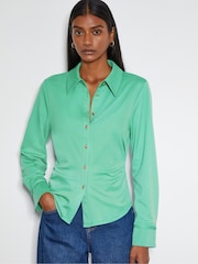 Monsoon Green Julia Ruched Side Jersey Shirt - Image 1 of 3