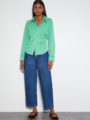 Monsoon Green Julia Ruched Side Jersey Shirt - Image 2 of 3