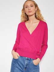 Monsoon Pink Riley Wrap Jumper - Image 1 of 4