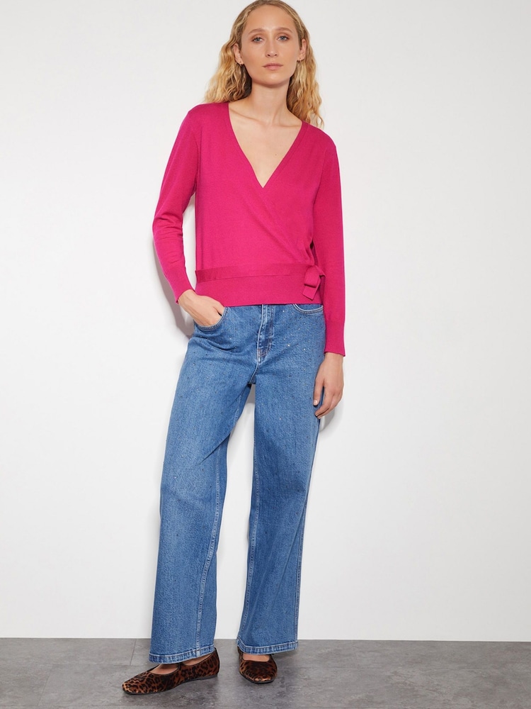 Monsoon Pink Riley Wrap Jumper - Image 2 of 4