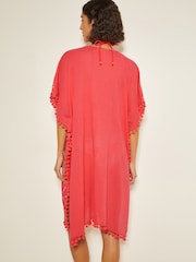 Monsoon Pink Penny Tassel Embroidered 100% Cotton Kaftan - Image 2 of 3