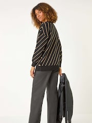 Roman Black Horizontal Stripe Knit Jumper - Image 4 of 6