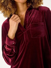 Roman Red Collared Velvet Stretch Shirt - Image 5 of 5