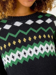 Roman Black Nordic Print Knitted Jumper Dress - Image 5 of 5