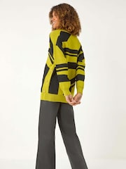 Roman Yellow Abstract Print Longline Stretch Jumper - Image 3 of 5