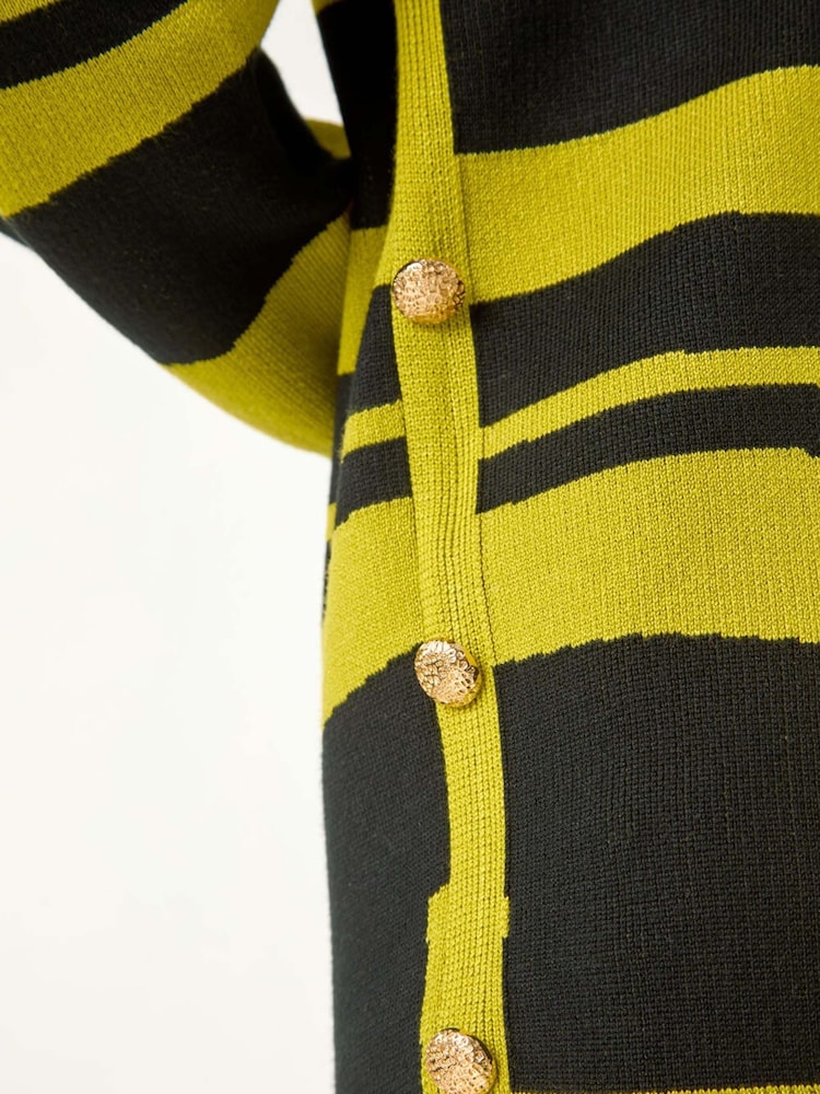 Roman Yellow Abstract Print Longline Stretch Jumper - Image 5 of 5