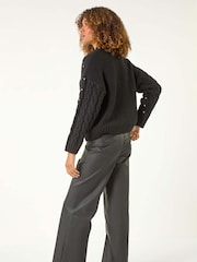 Roman Black Diamante Cable Knit Jumper - Image 3 of 5