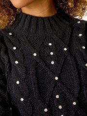 Roman Black Diamante Cable Knit Jumper - Image 5 of 5