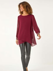 Roman Red Embellished Detail Layered Top - Image 1 of 5