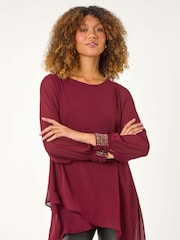 Roman Red Embellished Detail Layered Top - Image 2 of 5