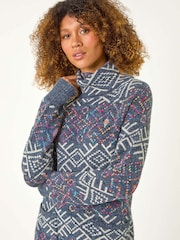 Roman Grey Roll Neck Knitted Dress - Image 4 of 5