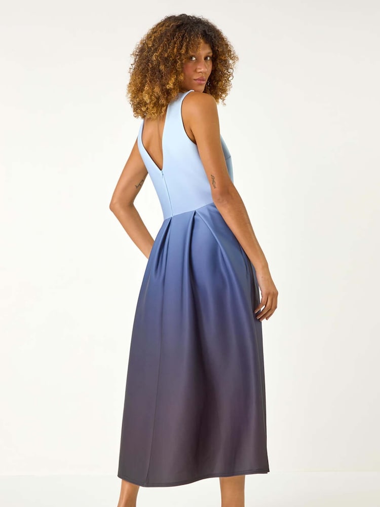 Azul - Roman Ombre Pleated Luxe Stretch Midi Dress - Imagen 2 de 5 Azul - Roman Ombre Pleated Luxe Stretch Midi Dress - Imagen 2 de 5