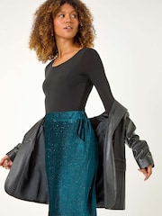Roman Green Velvet Shimmer Skirt - Image 1 of 5