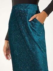 Roman Green Velvet Shimmer Skirt - Image 5 of 5