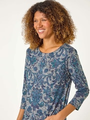 Roman Blue Baroque Pocket Detail Shift Dress - Image 5 of 6