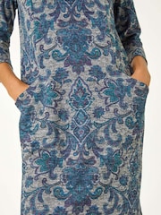 Roman Blue Baroque Pocket Detail Shift Dress - Image 6 of 6