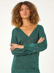 Roman Green Relaxed Shimmer Jumper - Image 3 of 5