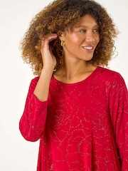 Roman Red Glitter Rose Asymmetric Hem Top - Image 5 of 5