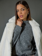 Roman Grey Sequin Detail High Neck Jumper - Image 4 of 9