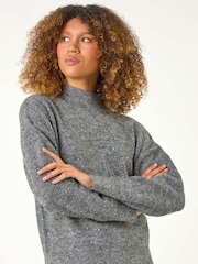 Roman Grey Sequin Detail High Neck Jumper - Image 6 of 9