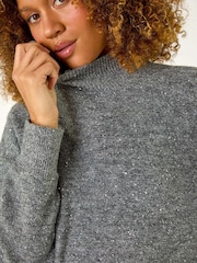 Roman Grey Sequin Detail High Neck Jumper - Image 9 of 9