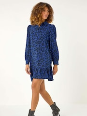 Roman Blue Abstract Print Shirt Dress - Image 1 of 5