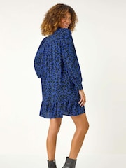 Roman Blue Abstract Print Shirt Dress - Image 2 of 5