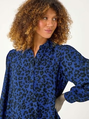 Roman Blue Abstract Print Shirt Dress - Image 4 of 5