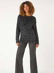 Roman Black Tinsel Detail Knit Jumper - Image 4 of 8