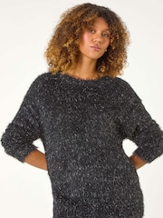 Roman Black Tinsel Detail Knit Jumper - Image 5 of 8