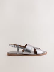 Silver Leather Standard/Wide Fit Forever Comfort® Stitched Slingback Sandals - Image 6 of 8