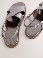 Silver Leather Standard/Wide Fit Forever Comfort® Stitched Slingback Sandals - Image 7 of 8
