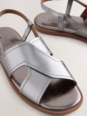 Silver Leather Standard/Wide Fit Forever Comfort® Stitched Slingback Sandals - Image 8 of 8