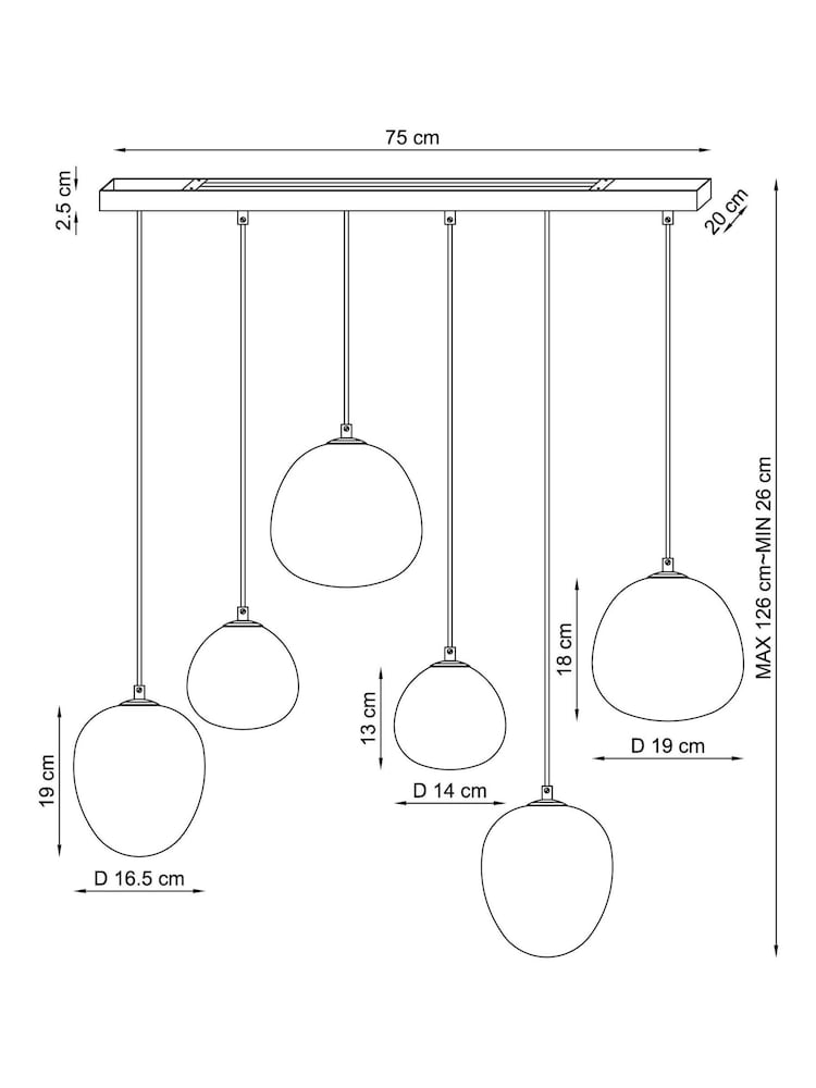 Multi Elodie Linear Pendant Ceiling Light - Image 2 of 2 Multi Elodie Linear Pendant Ceiling Light - Image 2 of 2