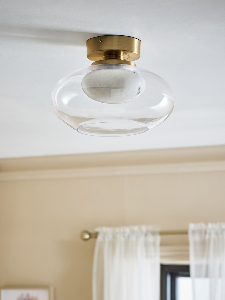 Brass Ebro Flush Fitting Ceiling Light - Image 2 of 5 Brass Ebro Flush Fitting Ceiling Light - Image 2 of 5