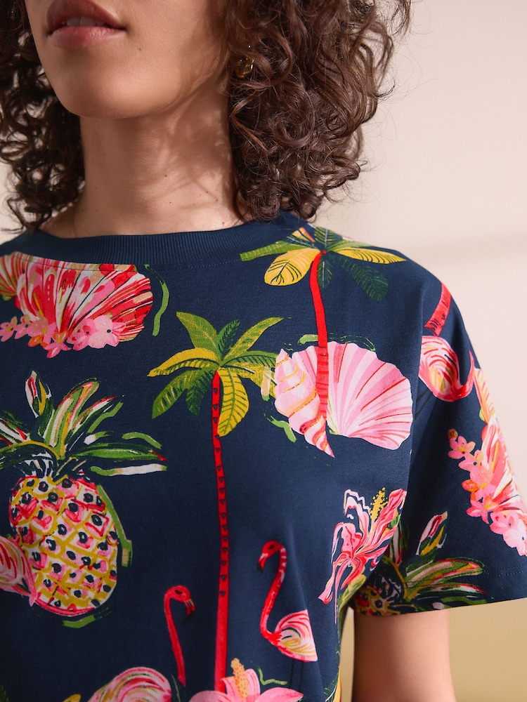 Navy Flamingo Short Pyjamas Set - Image 4 of 9