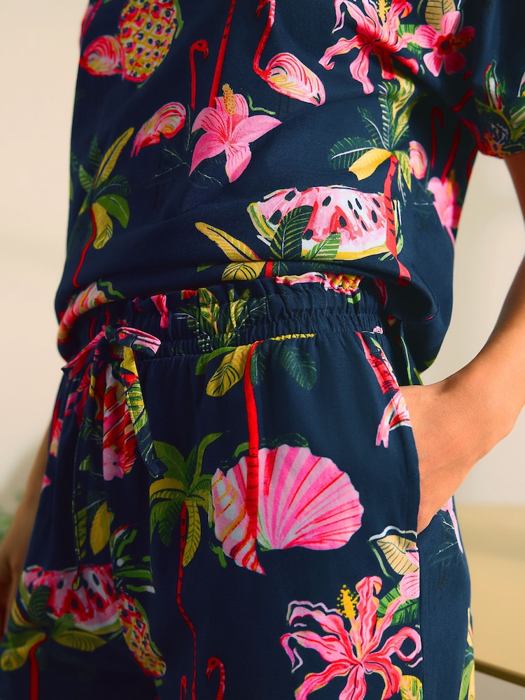 Navy Flamingo Short Pyjamas Set - Image 5 of 9