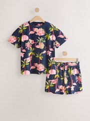 Navy Flamingo Short Pyjamas Set - Image 6 of 9