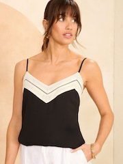 Love & Roses Black And White Embroidered Cami - Image 1 of 4