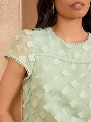 Love & Roses Mint Green 3D Floral Print Short Sleeve Top - Image 2 of 4
