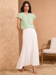 Love & Roses Mint Green 3D Floral Print Short Sleeve Top - Image 3 of 4