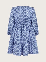 Monsoon Blue Long Sleeve Floral Frill Dress - Image 2 of 2